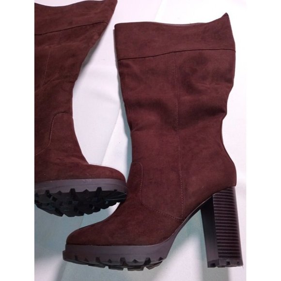 Shandee Tall-E Just Fab Brown 4.5" Heel Knee High Boots Size 10 BRAND NEW - Picture 3 of 7